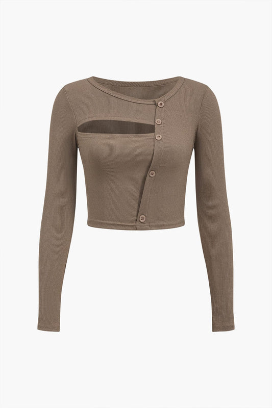 Amira Damen Asymmetrisches Langarm- mit Cut-Out Details - Norvielle