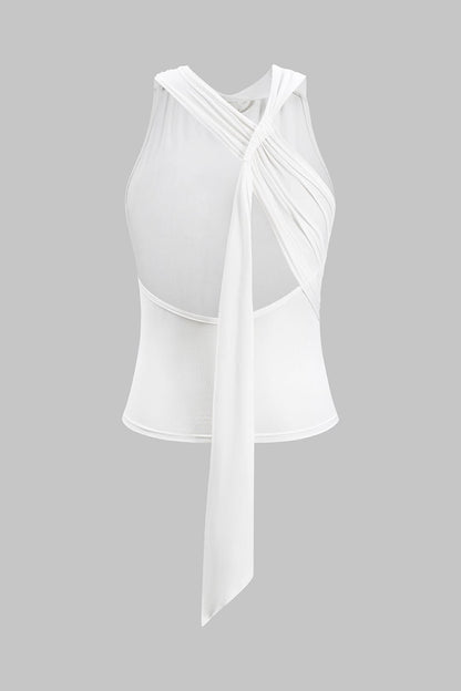 Damen Neckholder- Wickeldesign Knoten-Detail