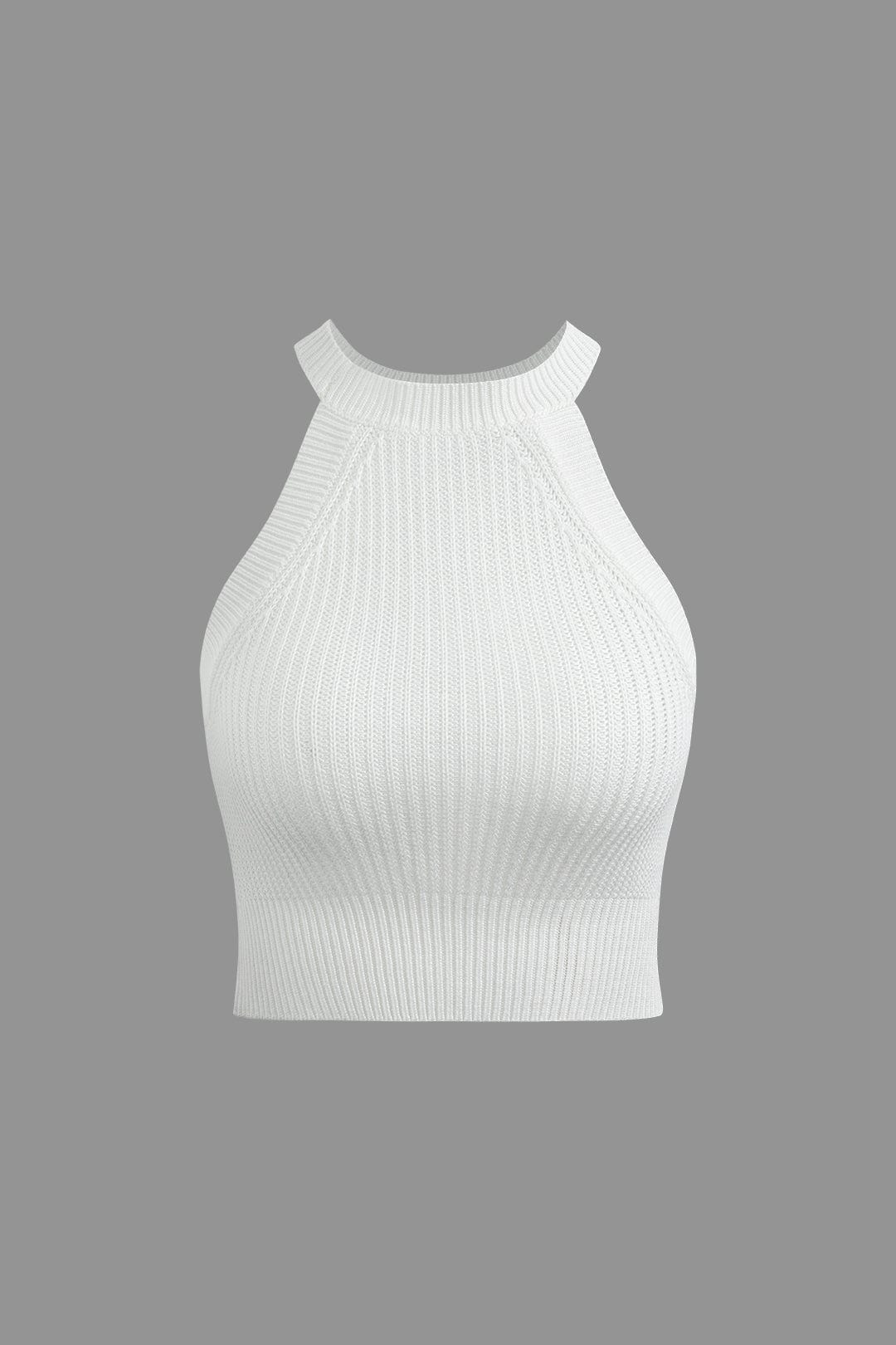 Damen Crop- Gerippt Hochgeschlossen Racerback Bodycon - Norvielle