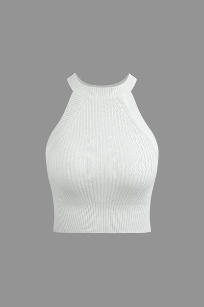 Damen Crop- Gerippt Hochgeschlossen Racerback Bodycon - Norvielle