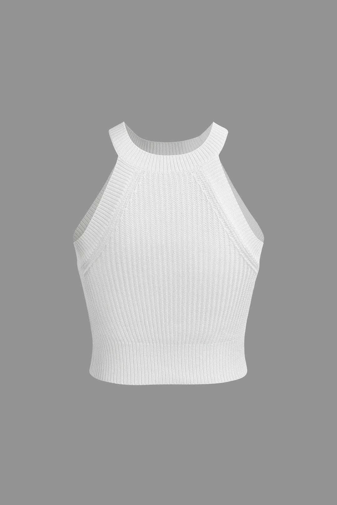 Damen Crop- Gerippt Hochgeschlossen Racerback Bodycon