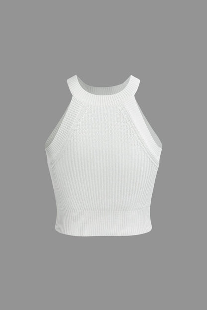Damen Crop- Gerippt Hochgeschlossen Racerback Bodycon