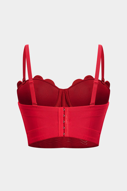 Damen Bustier- Rot 3D-Blumen Strassdetails