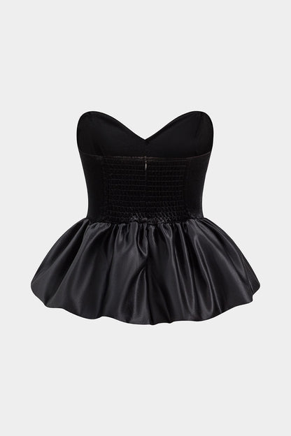 Damen Corsagen- Herz-Ausschnitt Satin Peplum
