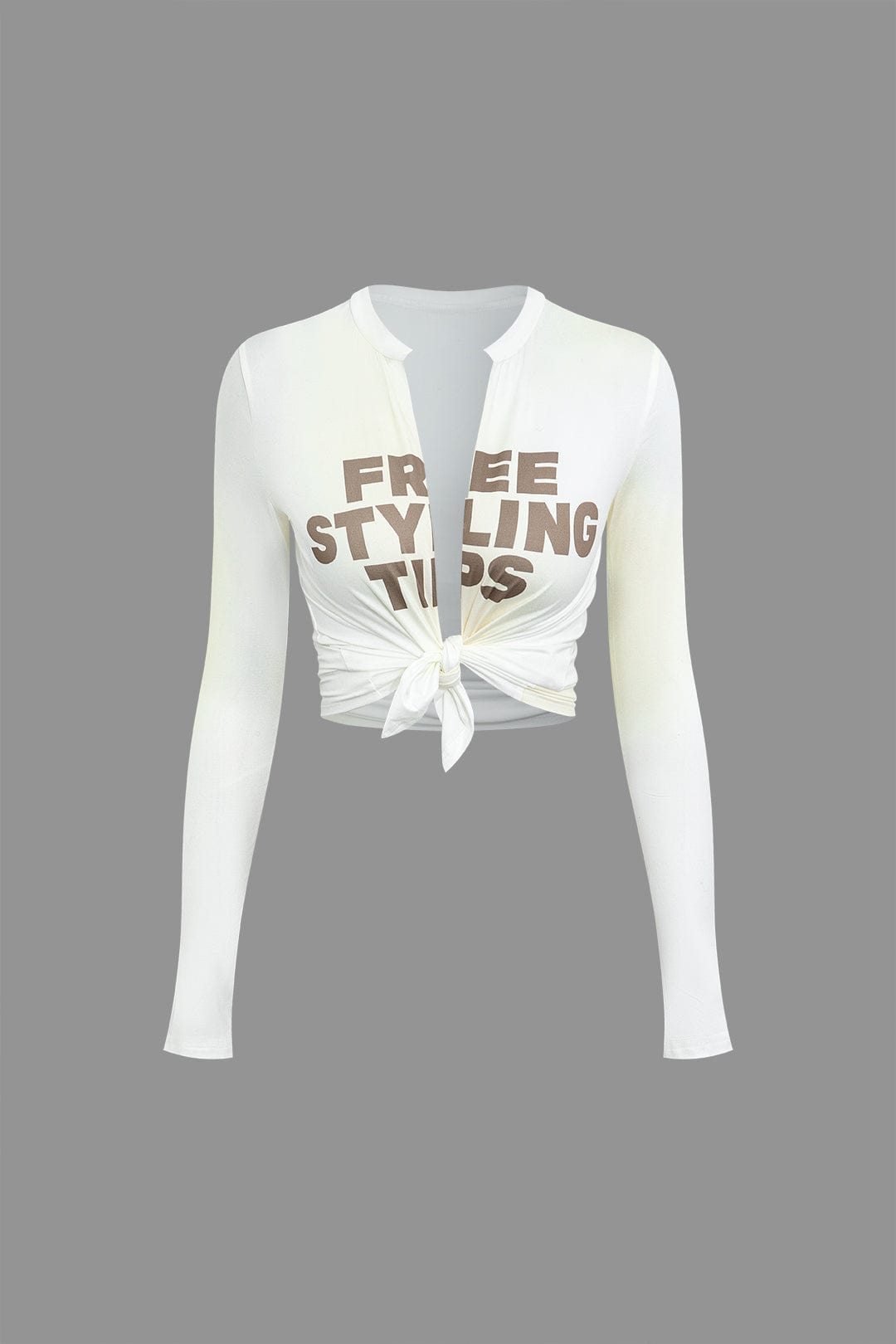 Damen Front-Tie-Shirt Trendiger Schriftzug Enge Passform - Norvielle