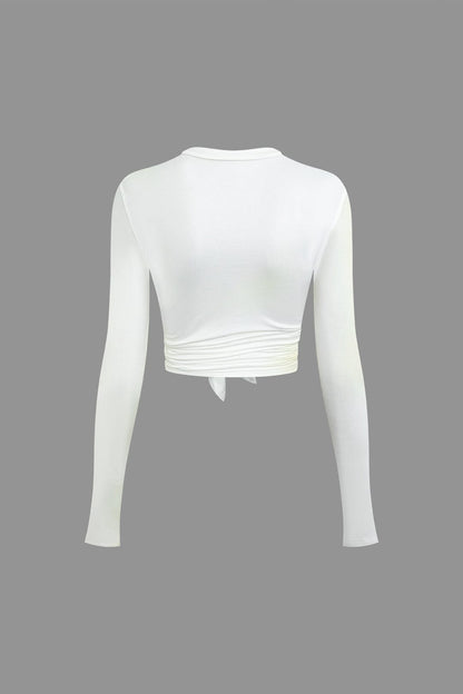 Damen Front-Tie-Shirt Trendiger Schriftzug Enge Passform