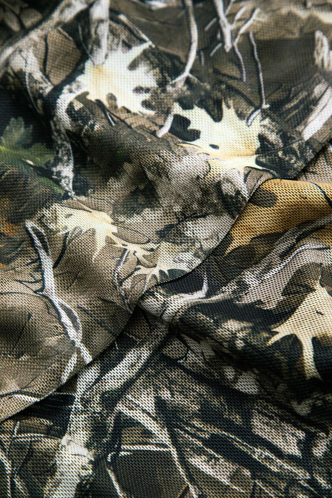 Damen Off-Shoulder Camouflage Mesh Trompetenärmel