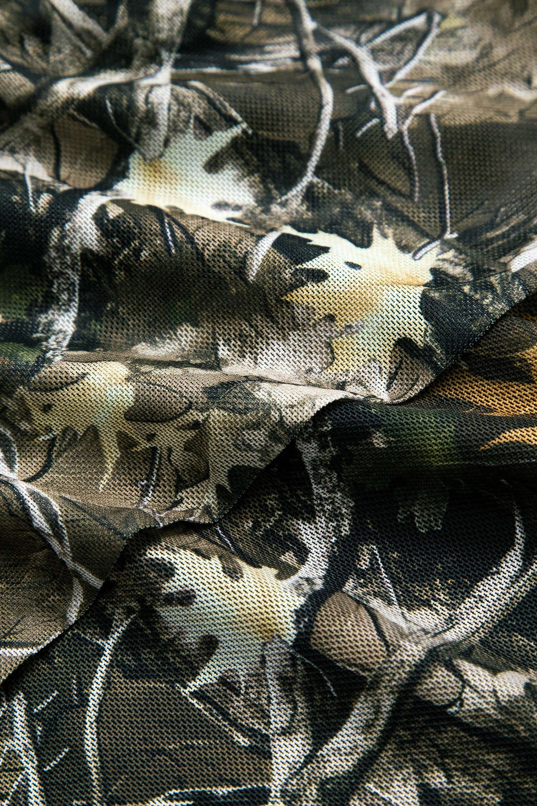 Damen Off-Shoulder Camouflage Mesh Trompetenärmel