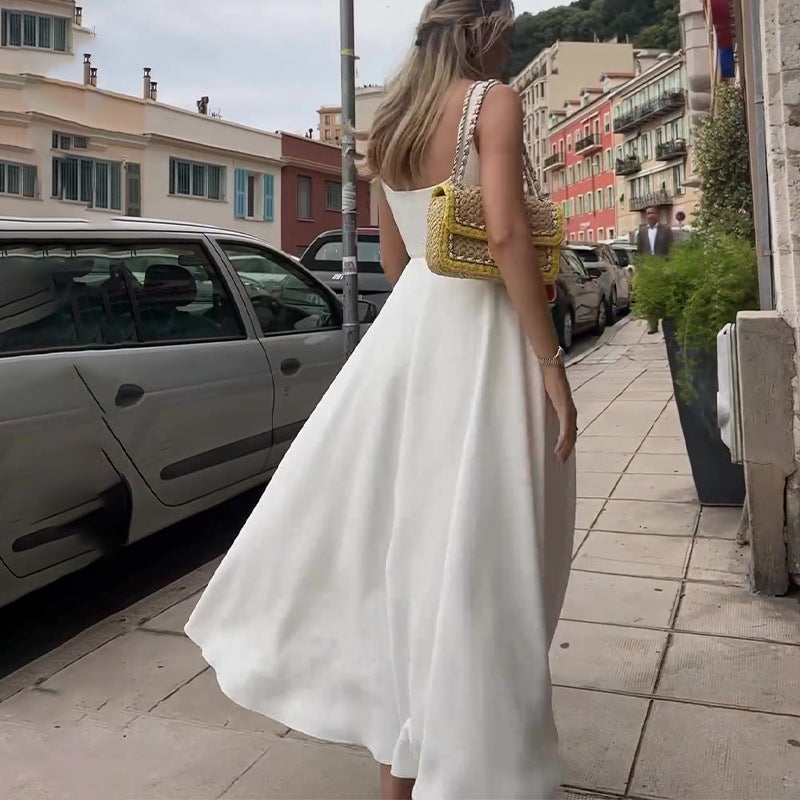 Norvielle Damen Trägerloses Kleid Spaghettiträger Quadratischer - Norvielle