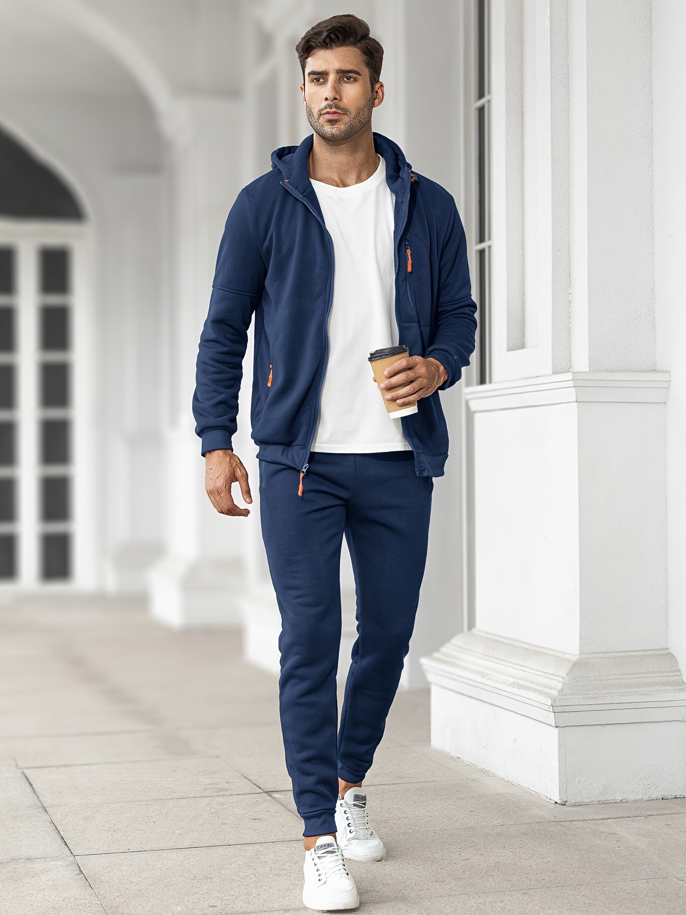 Herren Trainingsanzug Kapuzenpulli Sweatpants Set Jogginganzug Schwarz - Norvielle
