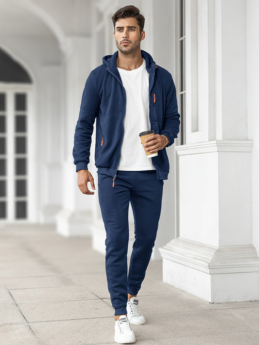 Herren Trainingsanzug Kapuzenpulli Sweatpants Set Jogginganzug Schwarz - Norvielle