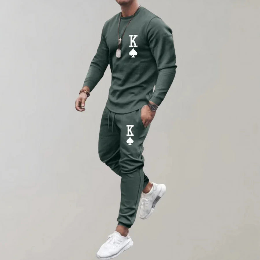 Herren Trainingsanzug Langarm Jogginganzug Kordelzug Schwarz - Norvielle