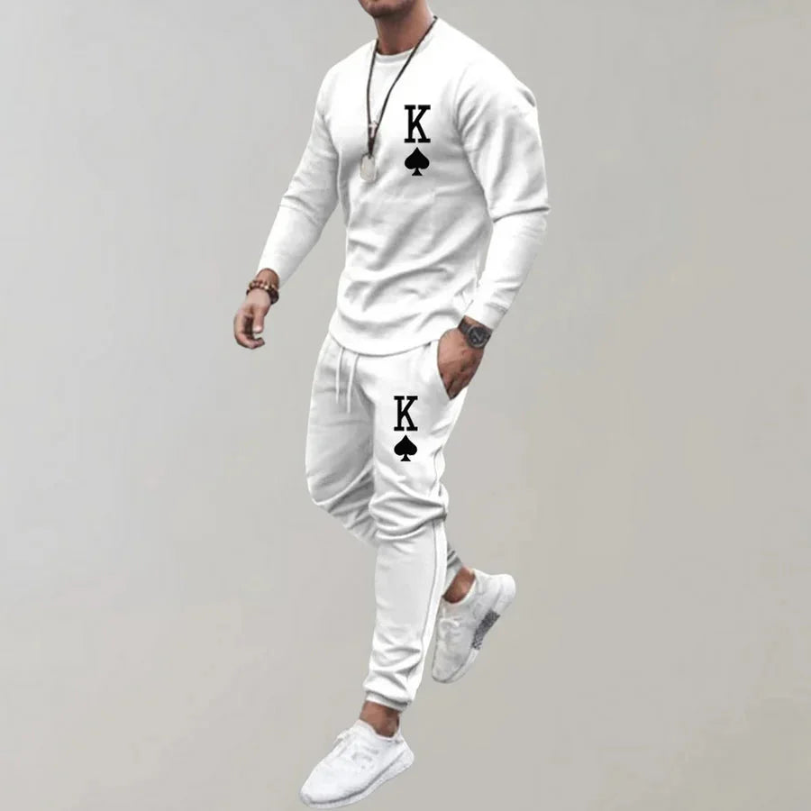 Trainingsanzug | Langarmshirt | Kordelzug | Jogginganzug | Kombisets Herren-Weiß-S-Chaps Herrenmode