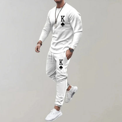 Trainingsanzug | Langarmshirt | Kordelzug | Jogginganzug | Kombisets Herren-Weiß-S-Chaps Herrenmode