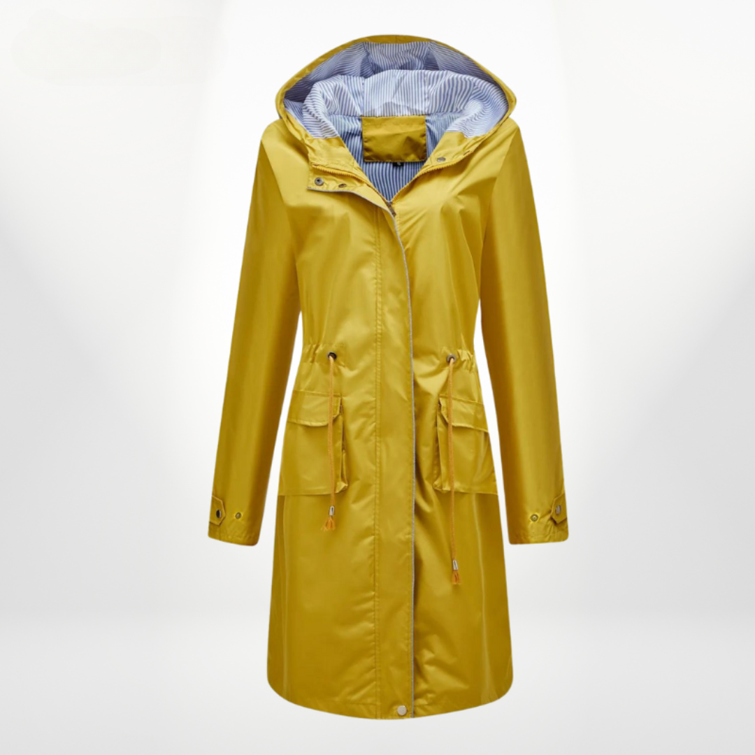 Damen Trenchcoat Wasserdicht Mit Kapuze Knie-lang