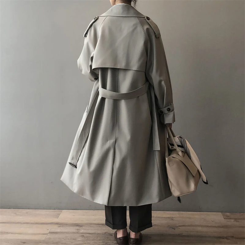 Norvielle Damen Trenchcoat Lang Wasserabweisend Klassischer Kragen