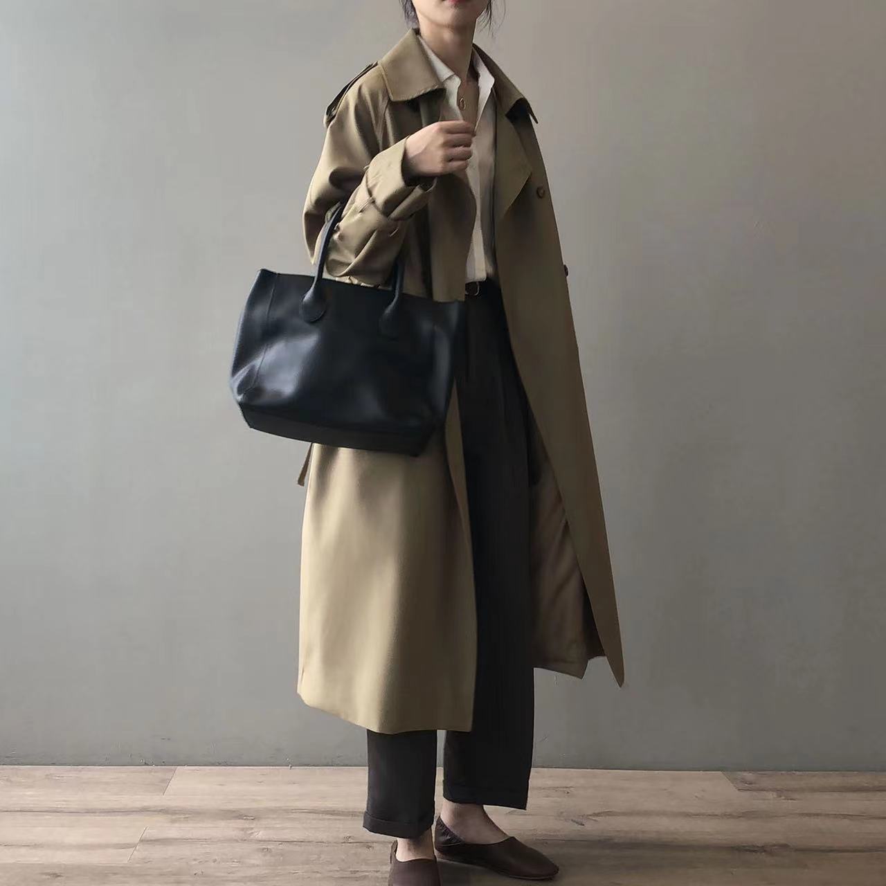 Norvielle Damen Trenchcoat Lang Wasserabweisend Klassischer Kragen