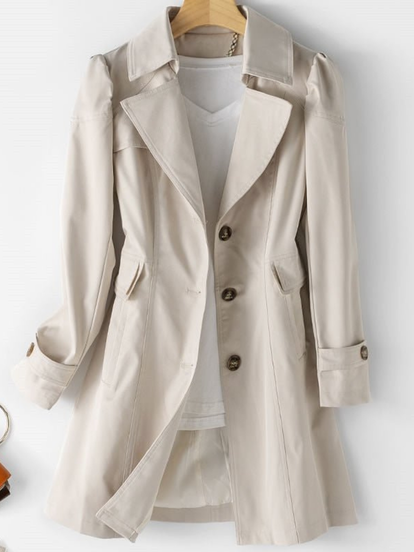 Damen Trenchcoat Zeitloses Design Figurbetonend