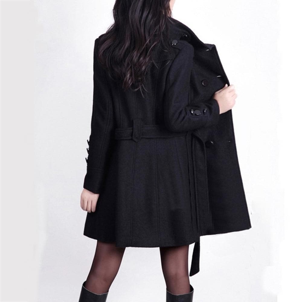 Damen Trenchcoat Knielang Doppelt Brüstig