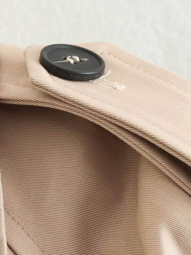 Norvielle Damen Kurzer Trenchcoat Gürtel Beige