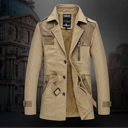 Herren Trenchcoat Wintertrenchcoat Fleecefutter Einerreihe Knöpfe - Norvielle