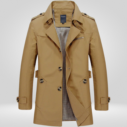 Trenchcoat | Klassisch | Mittellang | Einreihiger Mantel | Herren-Trenchcoat-Khaki-M-Chaps Herrenmode
