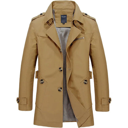 Herren Trenchcoat Mittellang Einreihig Klassisch Beige - Norvielle