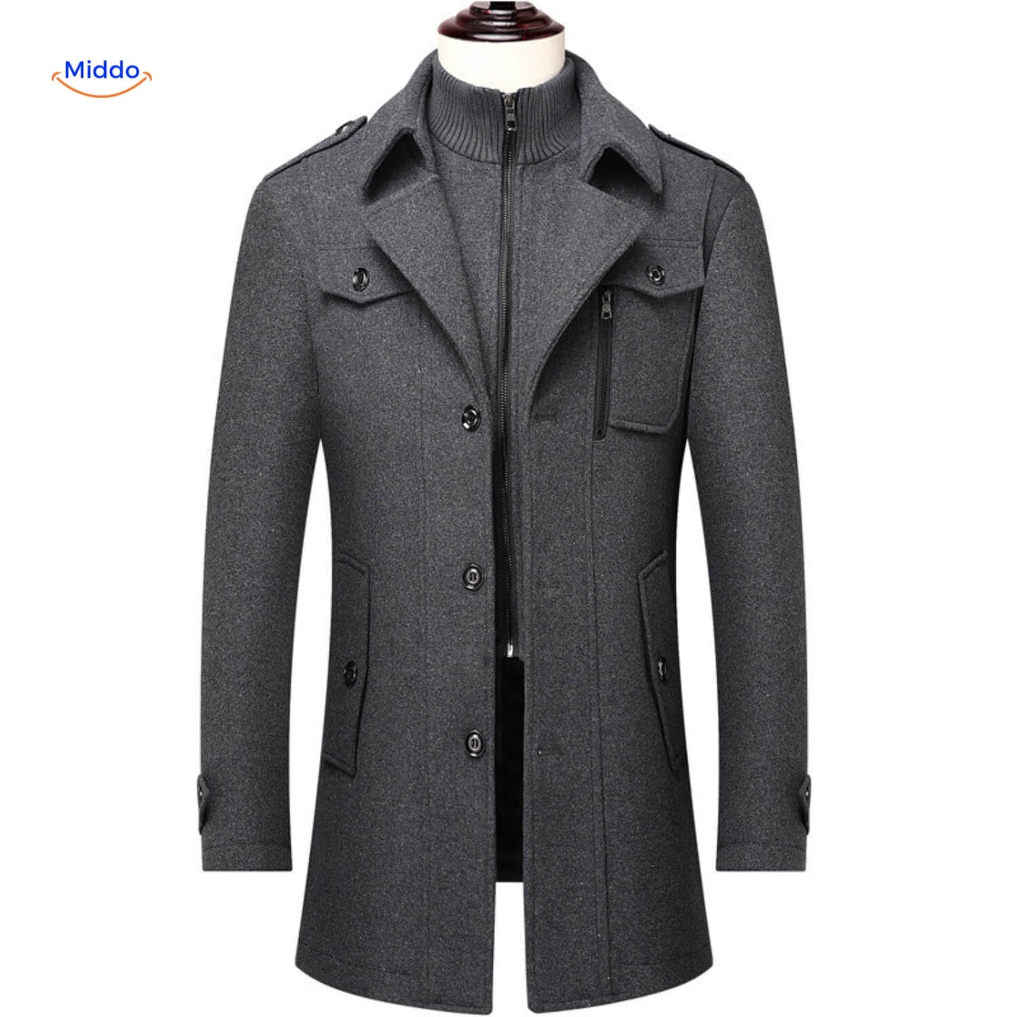 Herren Trenchcoat Doppelkragen Lang Peaky Blinders Stil Beige