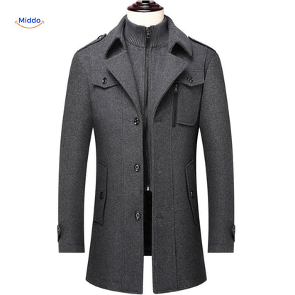 Herren Trenchcoat Doppelkragen Lang Peaky Blinders Stil Beige