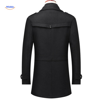 Herren Trenchcoat Doppelkragen Lang Peaky Blinders Stil Beige