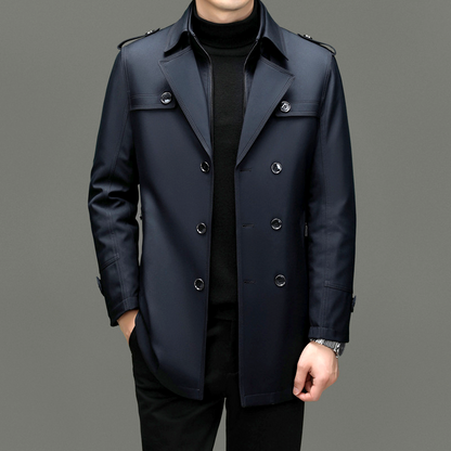 Herren Trenchcoat Mittellang Zweireiher Beige - Norvielle