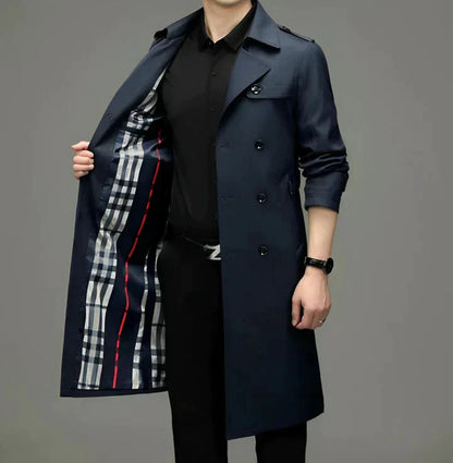 Herren Trenchcoat Mittellang Zweireiher Herbstjacke - Norvielle