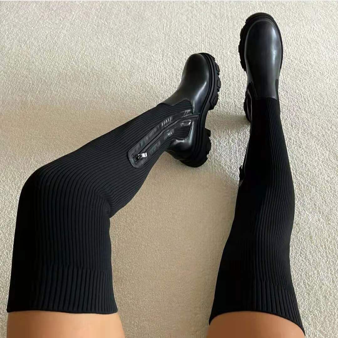 Damen Overknee-Stiefel Modisch Schwarz - Norvielle