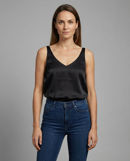 Damen Seidentop Tanktop Schwarz - Norvielle