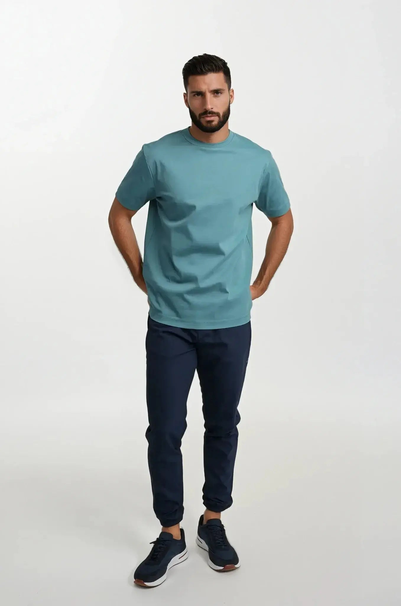 Männer T-Shirt Türkis Rundhals Baumwolle - Norvielle