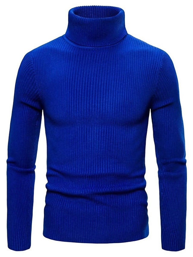 Turleneck – Gerippter, Langärmeliger, Schmal Geschnittener Strickpullover für Herren-Königliches Blau-XS-Chaps Herrenmode
