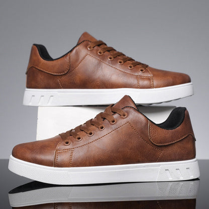 Herren Leder-Turnschuhe Bequem Schnürschuhe Schwarz - Norvielle