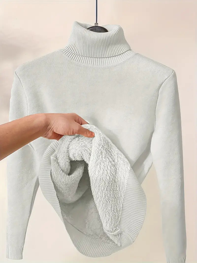 Damen Herren Rollkragenpullover Gerader Schnitt Winterkomfort