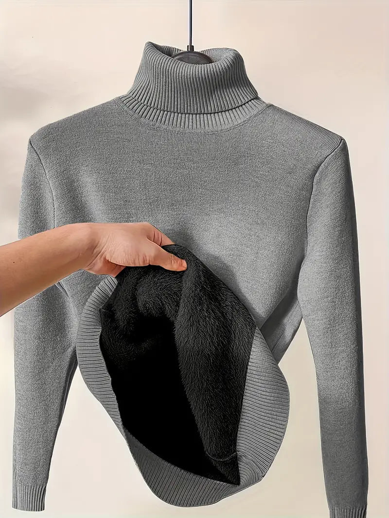 Damen Herren Rollkragenpullover Gerader Schnitt Winterkomfort