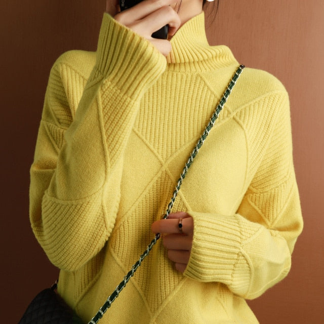 Norvielle Damen Rollkragenpullover Warmes Strickdesign - Norvielle