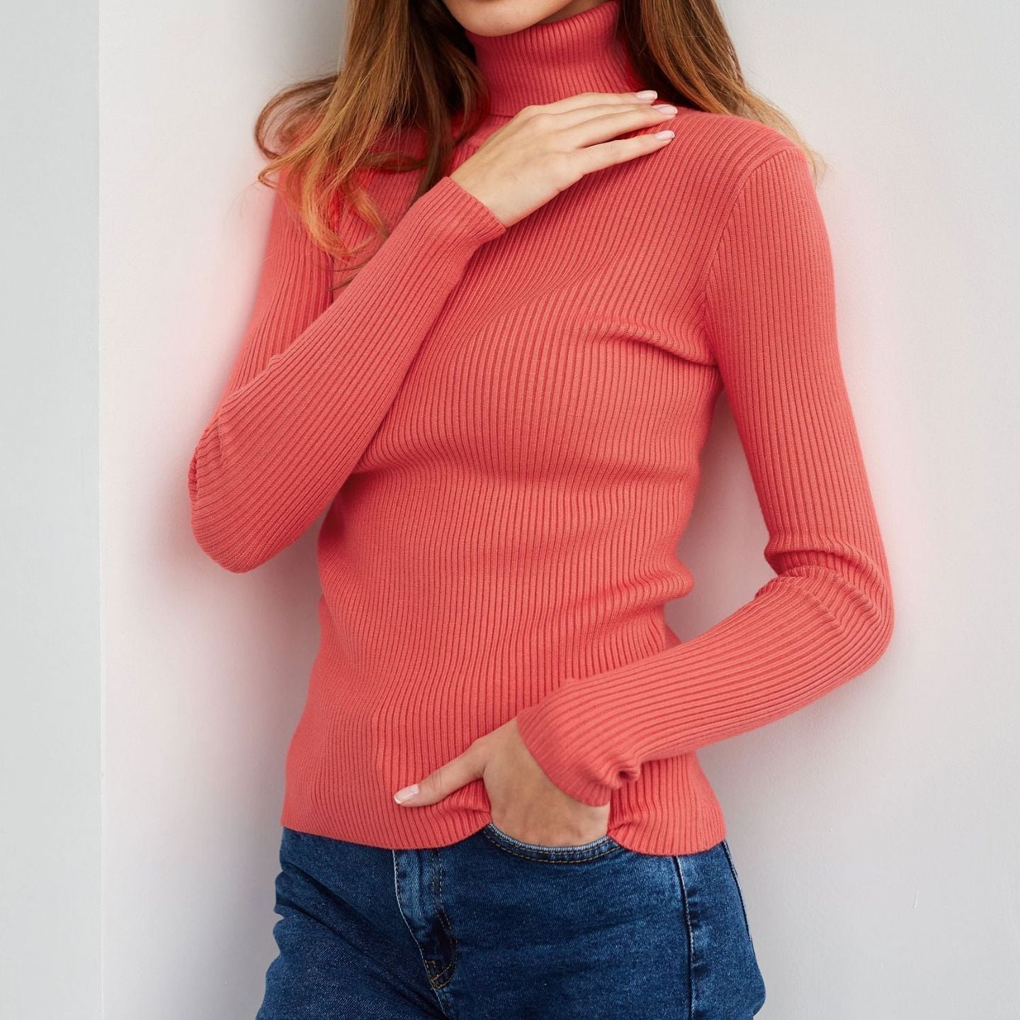 Norvielle Damen Rollkragenpullover Weich Winterlich Hoch