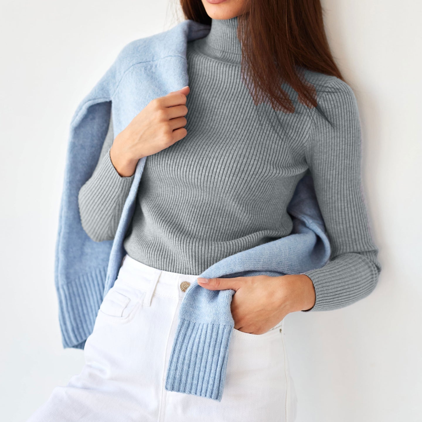 Norvielle Damen Weicher Rollkragenpullover Hocher Kragen