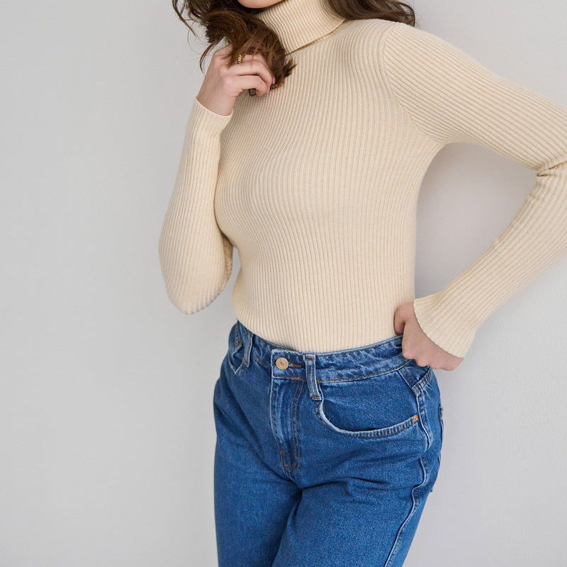 Norvielle Damen Weicher Rollkragenpullover Hocher Kragen
