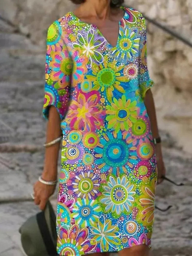 Damen Blumenkleid Sonnig Leicht Sommerlich