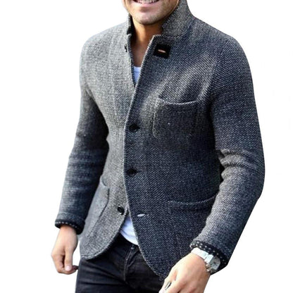 Tweedjacke – Einreihig – Taschen – Blazerjacke – Herrenjacke-Grau-S-Chaps Herrenmode