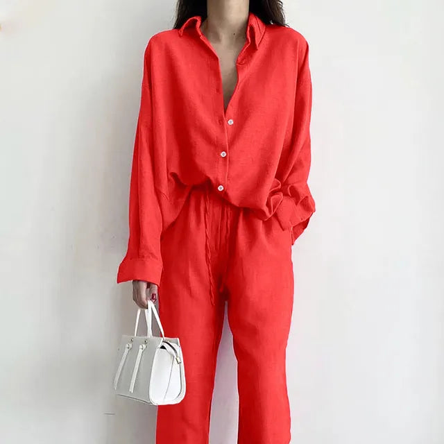 Damen und Hosen Set Stoff Stretch