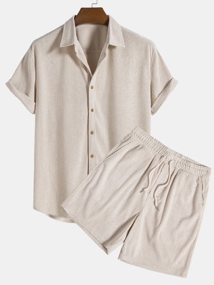 Herren Strickset Feinripp Hemd Shorts