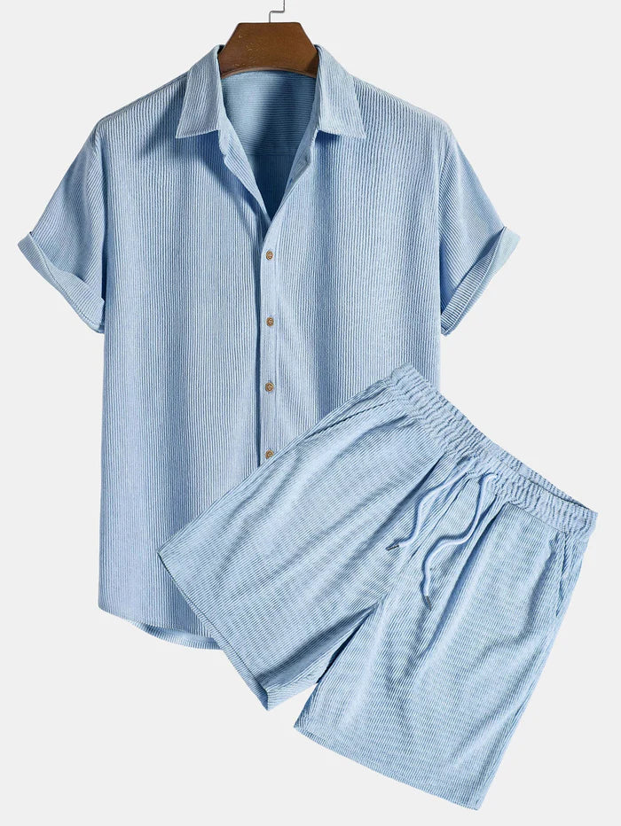 Herren Strickset Feinripp Hemd Shorts
