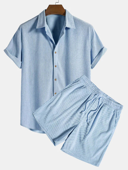 Herren Strickset Feinripp Hemd Shorts