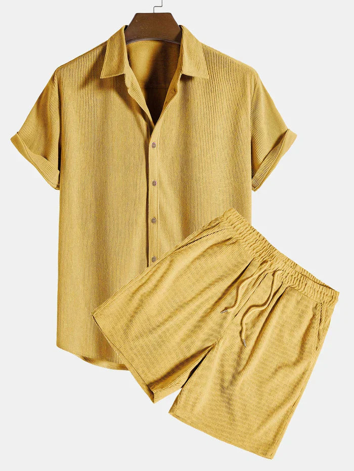 Herren Strickset Feinripp Hemd Shorts